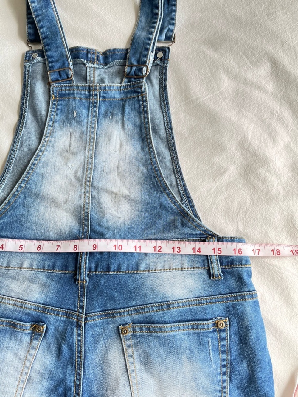 Parisian Collection Luxury Line Distressed Denim Dungaree Overalls Size 9 Y2K - Picture 6 of 14